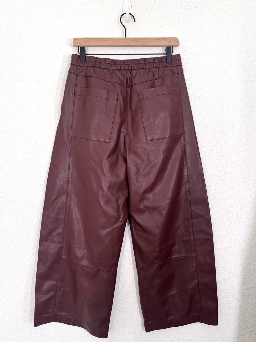 Pilcro Anthropologie Izzie Faux Leather Ankle Barrel Pant Plum Brown Size Small - Picture 4 of 7